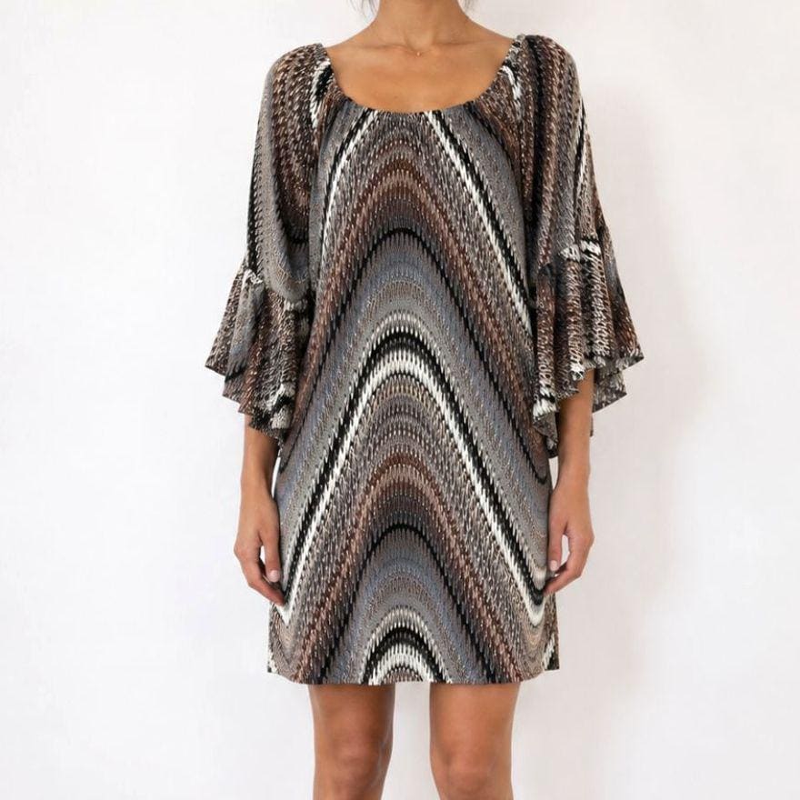 brown and black chevron dress What to Wear to strapless dress with airy skirt movement Colour:LIGHT BLUE The Arista Chevron Halter