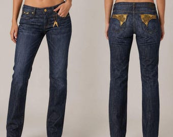 Robins Jeans mit niedrigem Bund und geradem Bein, Größe 30