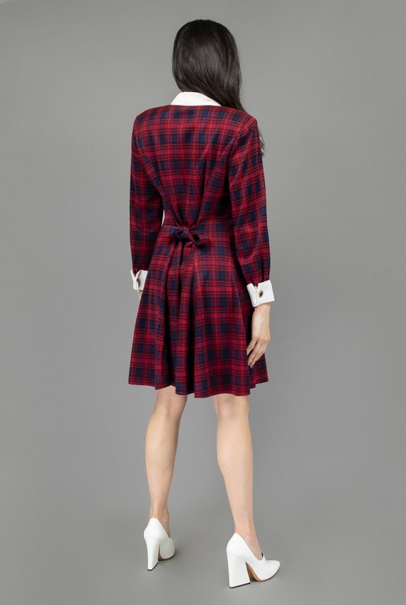 preppy dress, red plaid dress, medium short dress… - image 3