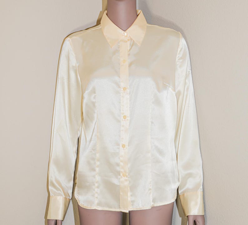 Satin Victorian Button-Down Shirt | Long Sleeve Blouse S-3XL S86 main image 1