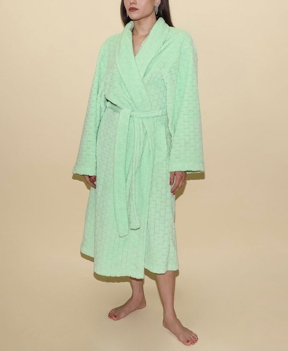 Vintage Mint Terry Cloth Robe Size Large Boho Ret… - image 1