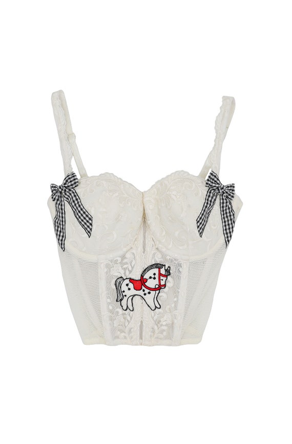 Reworked Vintage White Horse Corset Size Small/34… - image 6