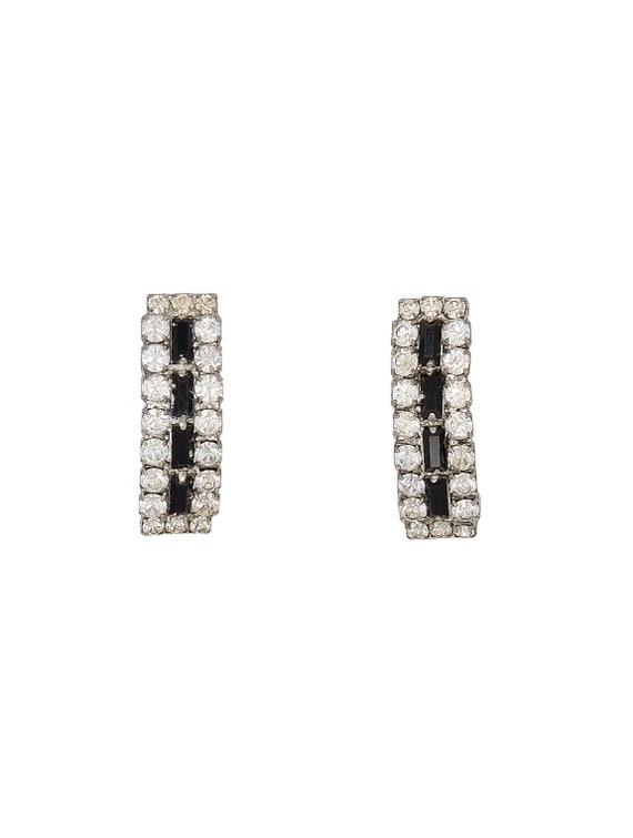 black and white crystal rectangle stud earrings, … - image 1