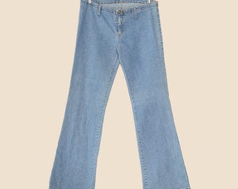 Miss Sixty y2k 90s Low Rise Wide Leg Jeans Size Large Fall Vintage Denim Pants fall winter pants 2000s Flared Jeans Medium Wash Blue Denim