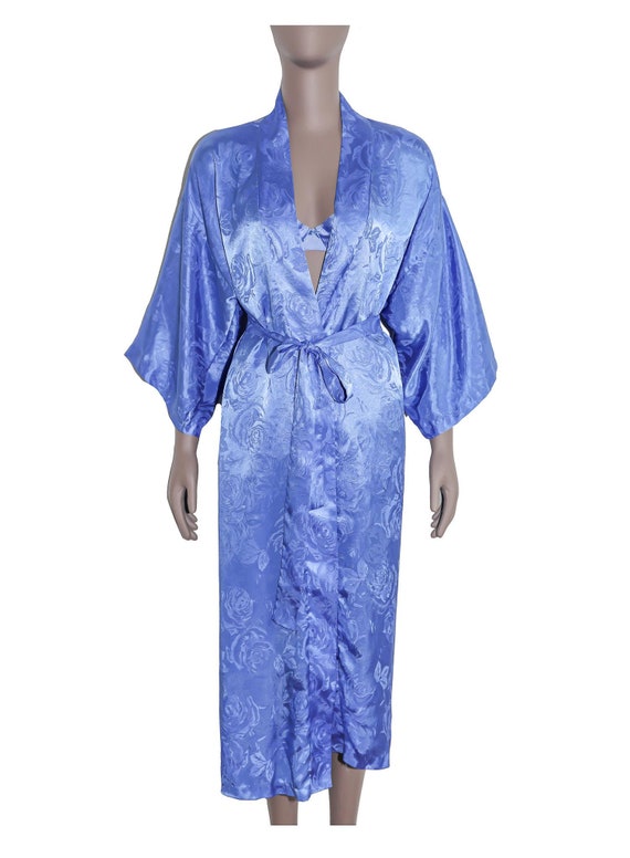 Floral Blue Robe Women's Elegant Dressing Gown Soft Lounge Wear Lightweight  Kimono Robe Bridal Shower Robe Satin Lingerie Wrap Cover Up - Etsy