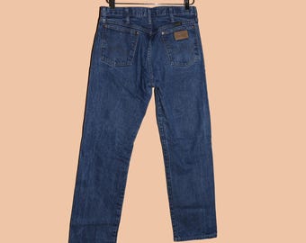 Dark Classic Wranglers Jeans Size 32x32 Straight Leg Pants Western Denim Pants Cowboy Blue Jeans Casual Work Jeans Dark Wash