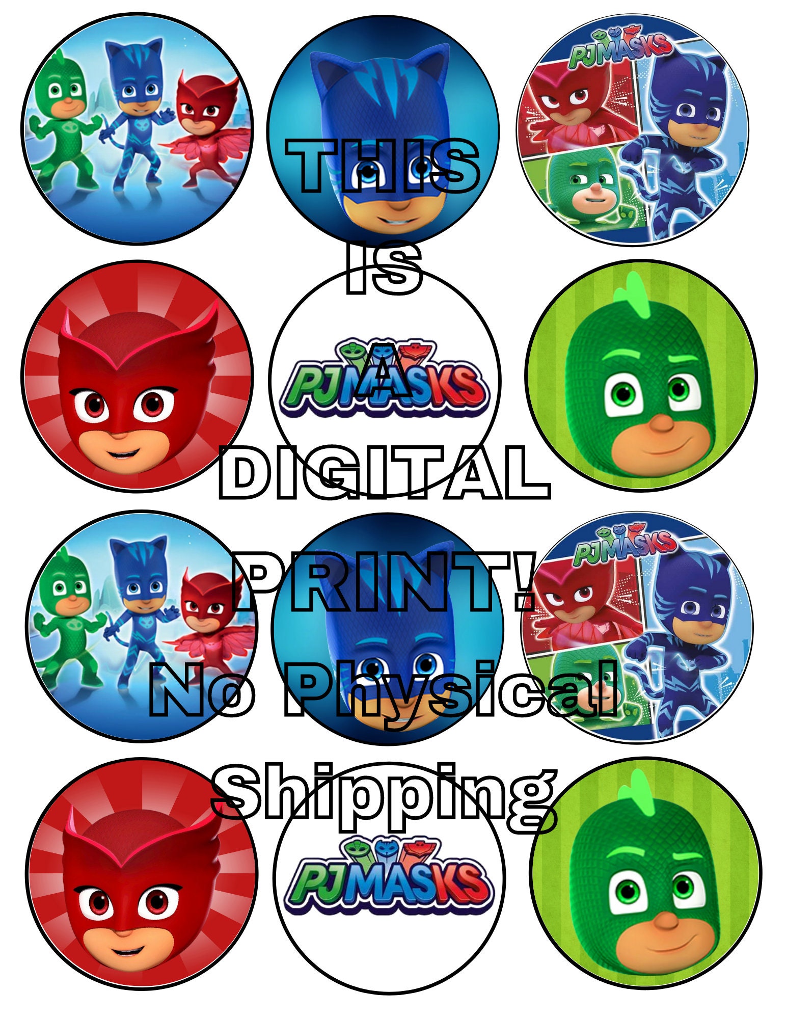 PJ MASKS Cupcake Toppers Etsy Australia