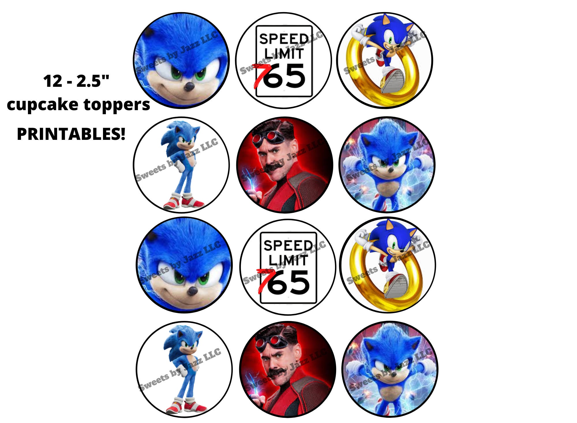 Sonic the Hedgehog Cupcake Toppers DIGITAL PRINT ONLY No Etsy