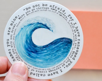 When you go through deep waters I will be with you Isaiah 43:1-3 Sticker - Christian waterproof sticker, Ocean sticker, Faith sticker