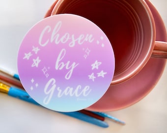 Chosen By Grace Bible Verse Christian Sticker, Christian sticker for laptop, sticker for waterbottle, christian decal, inspirational sticker