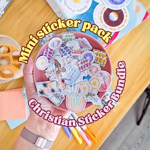 Mini Christian Sticker Pack, Waterproof Christian sticker pack for water bottle, Bible journaling sticker bundle, faith stickers for teens