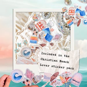 Ocean Waves Beach Sticker - waterproof sticker, summer vsco sticker, trendy sticker, mountains travel sticker, surf sticker, watercolor art image 2