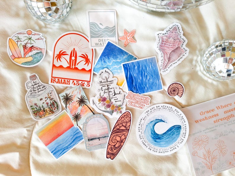 Ocean Waves Beach Sticker - waterproof sticker, summer vsco sticker, trendy sticker, mountains travel sticker, surf sticker, watercolor art image 7