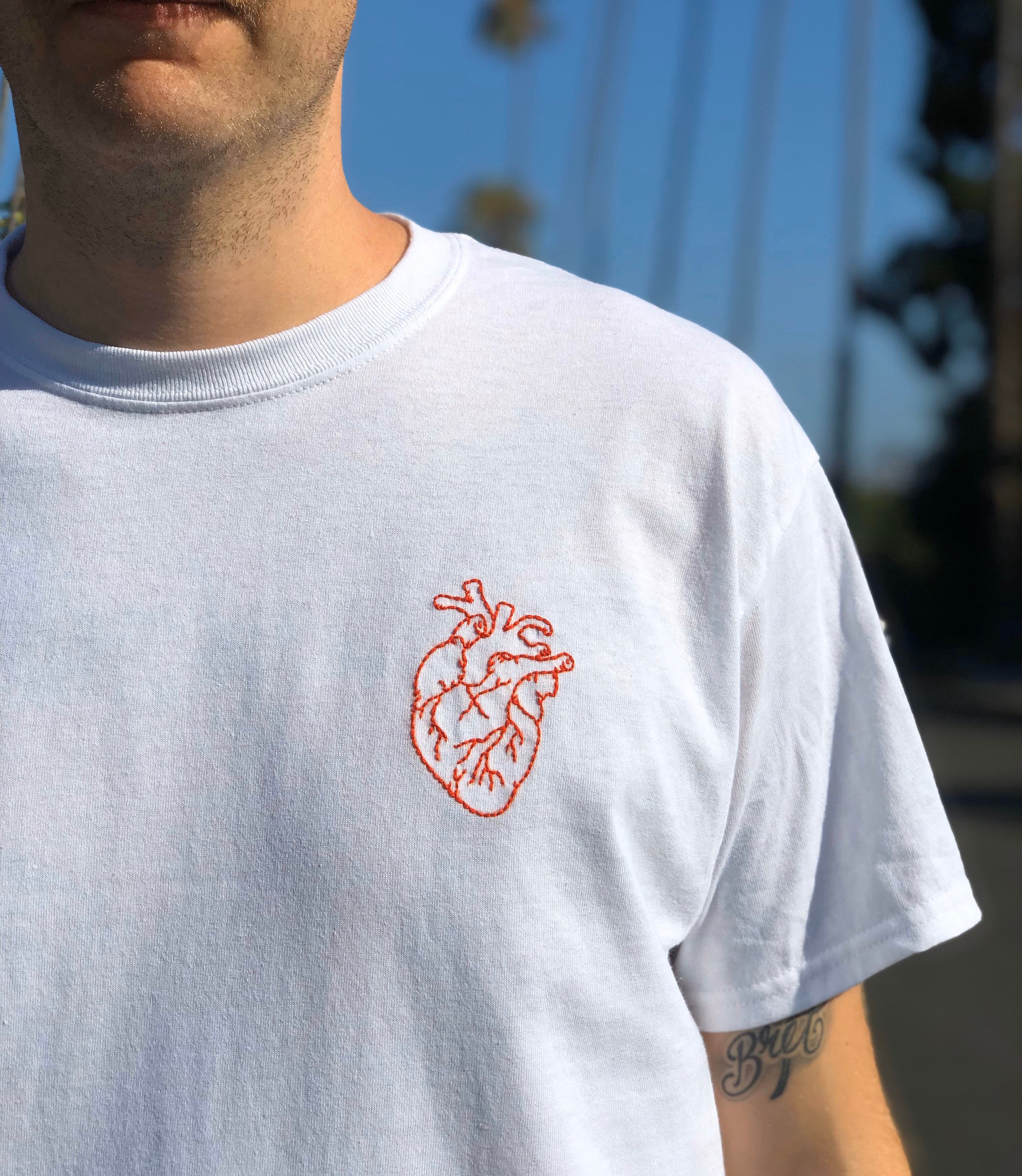 Anatomical Heart Embroidered Tee Embroidered T Shirt Etsy