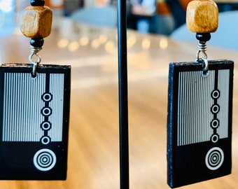 Quilled earrings, Black and Grey Handmade Paper and Metal Earrings, Light Weight, Art Décor Boho Jewelryholiday gift, unique gift