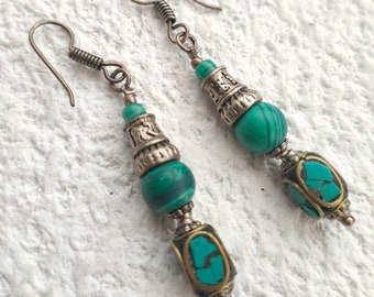 TIbetan earrings wIth turquoise stoneholiday gift, unique gift