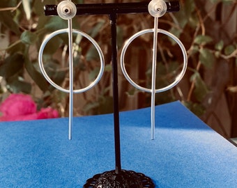Silver loop dangle earrings, unique earrings , fashion earrings