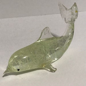 Retro Blown Glass Dolphin Figurine Paperweight Decor