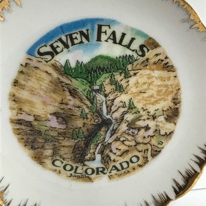 Vintage Miniature Seven Falls Colorado State Souvenir Plate Tourism Collectible Retro Decor