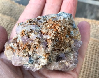 in Perky Box Display Kentucky Light-Lavender Fluorite Cubes with Barite Mineral Specimen from Danville