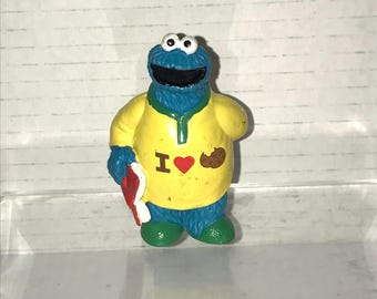 Vintage 1980s Cookie Monster Sesame Street Applause Miniature PVC Figurine Toy Figure