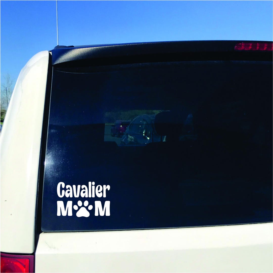 White Cavalier King Charles Spaniel Dog Mom Vinyl Window Decal Sticker ...