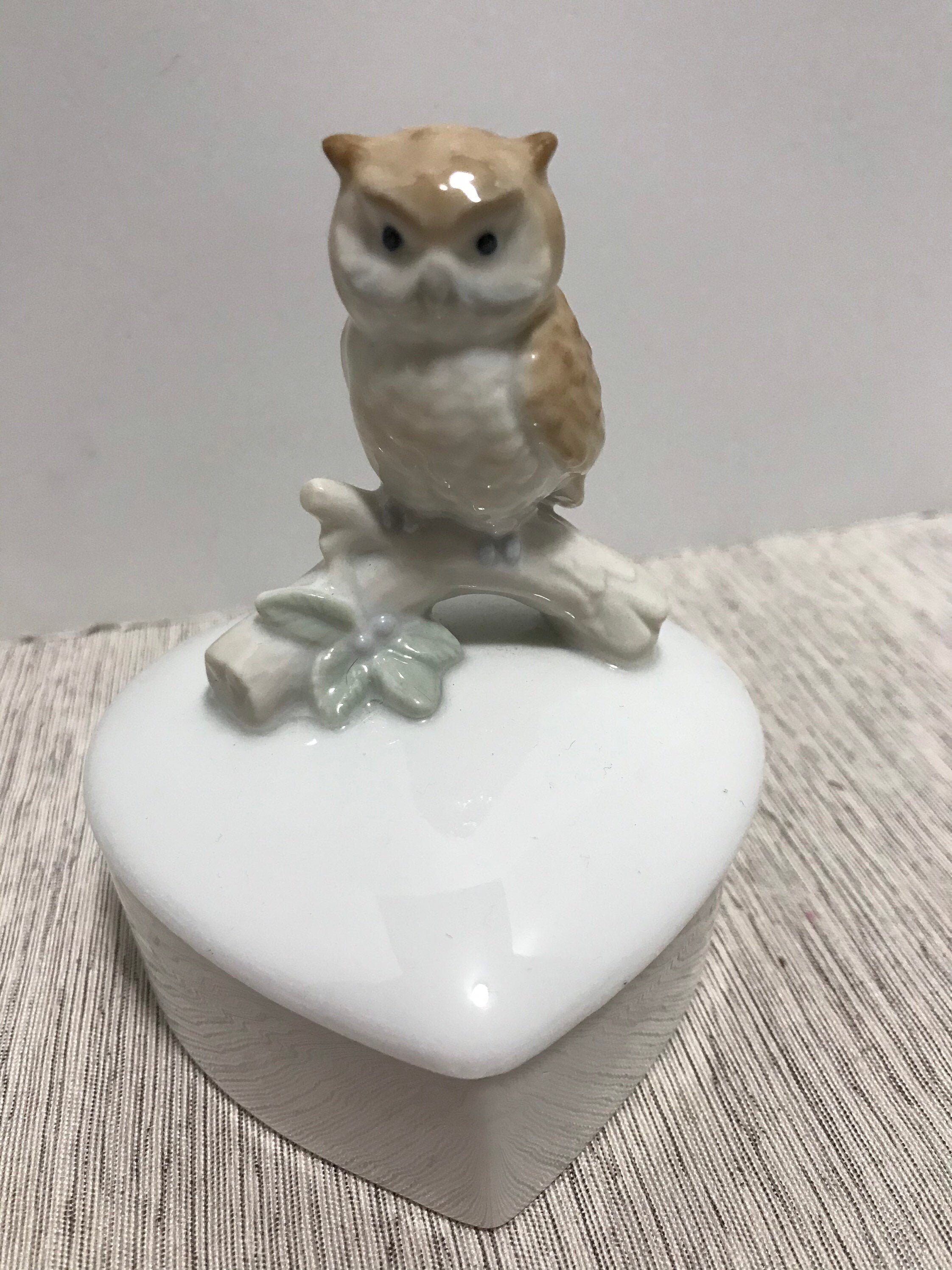 Vintage Cute Otagiri Owl on Tree Branch Keepsake Box Jewelry