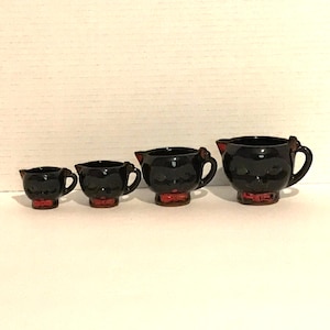 Hard To Find Shafford Black Cats Measuring Cup Set Redware Retro Kitchen Decor