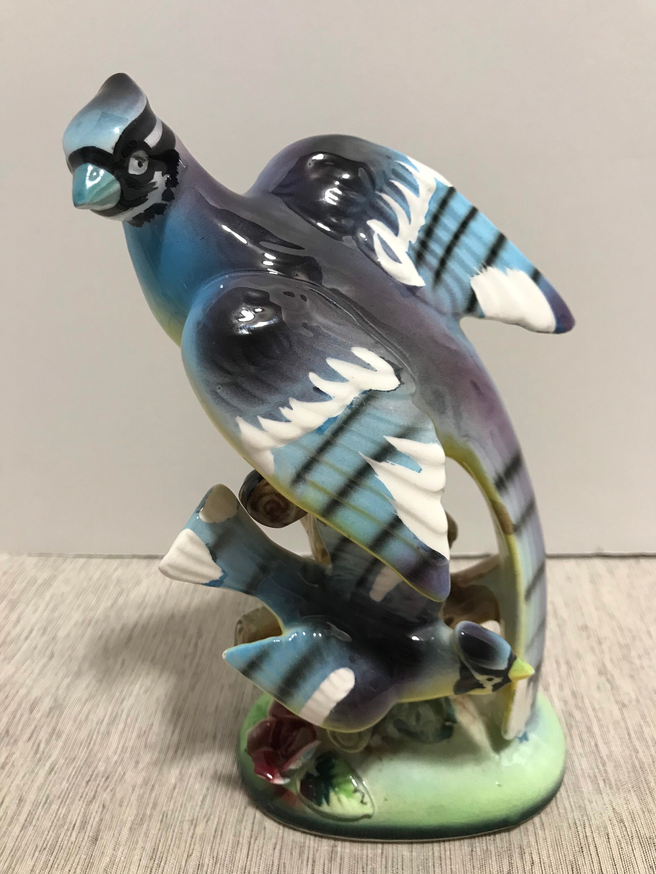 Vintage Enesco Blue Jays Birds Figurine With Flower Etsy UK