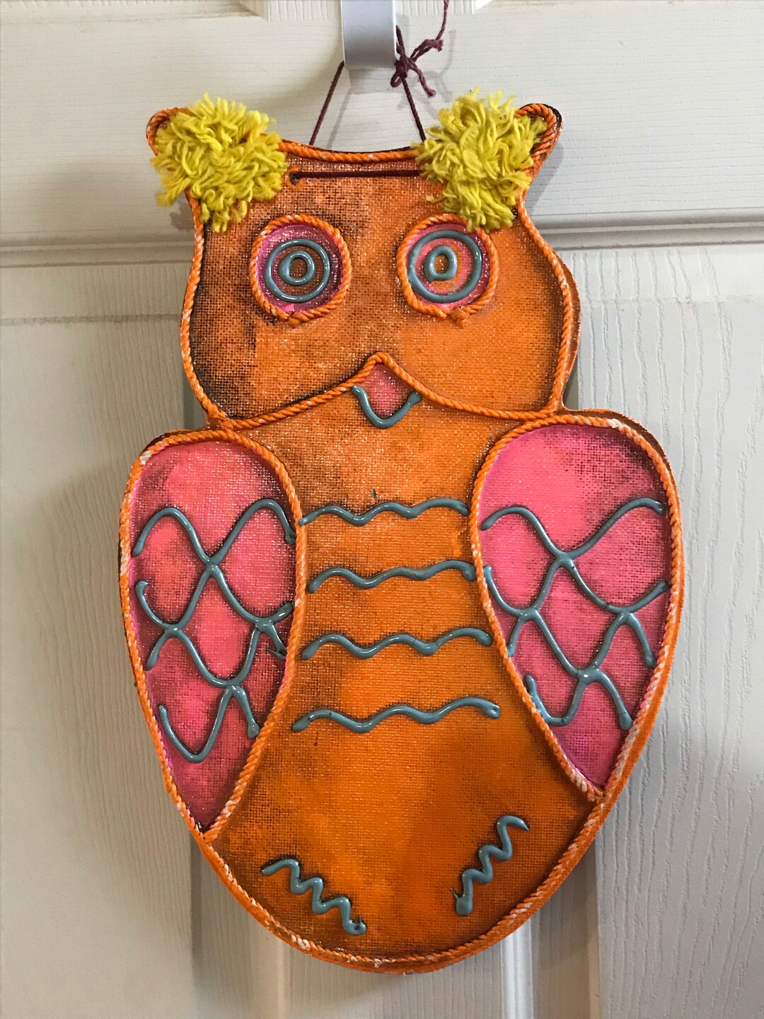 Vintage Ardco Neon Owl Bird Pressboard Wall Decor Etsy