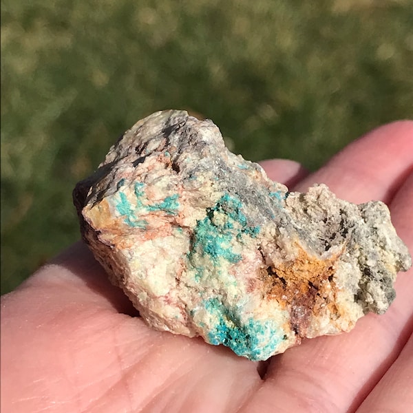 Caledonite With Gearksutite Crystal Specimen from Grand Reef Mine, Santa Teresa Mountains, Arizona