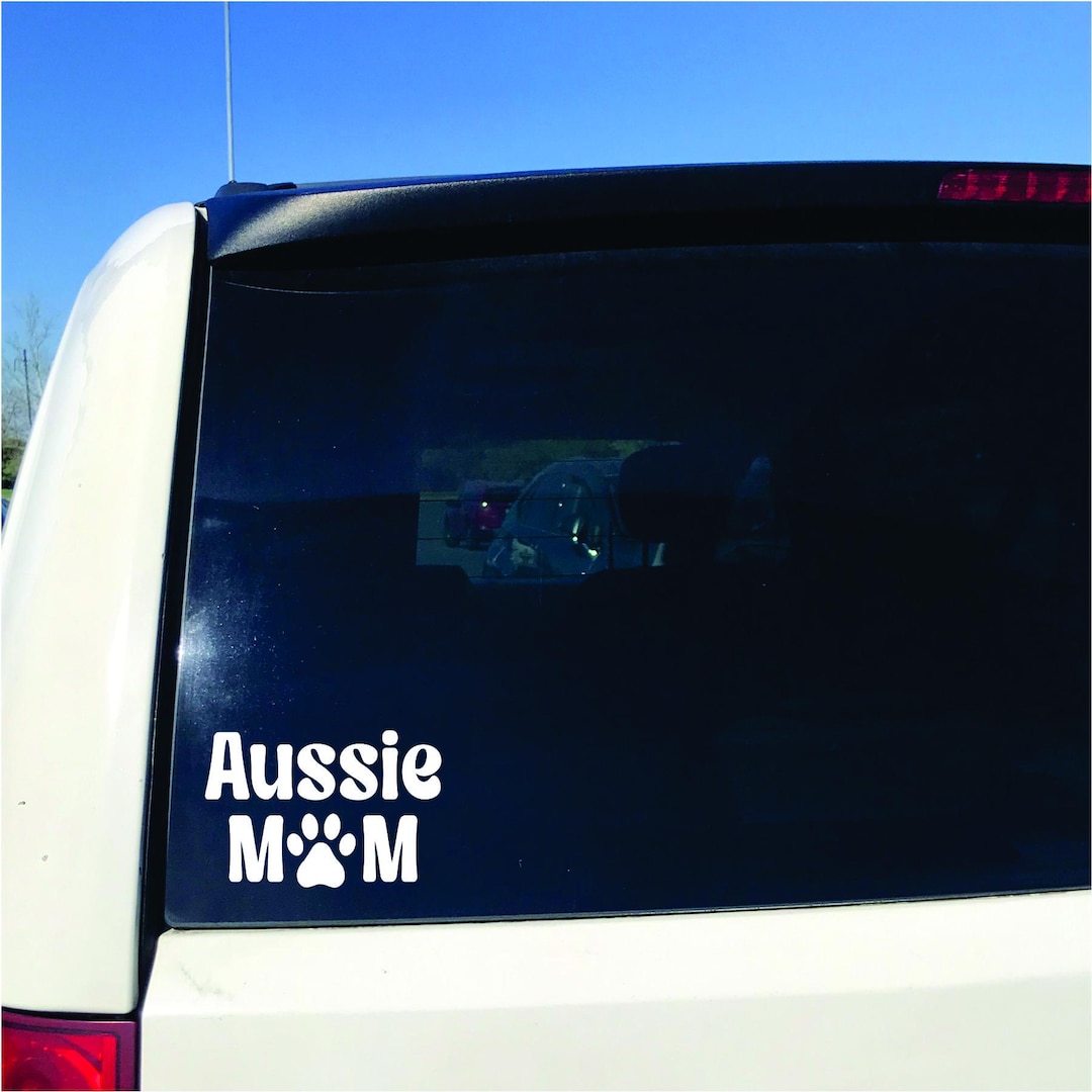 White Australian Shepherd Aussie Dog Mom Vinyl Window Decal Sticker for ...