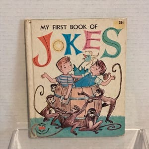 Vintage 1962 My First Book of Jokes Hardcover Children’s Book Wonder Books Washable Cover Storybook