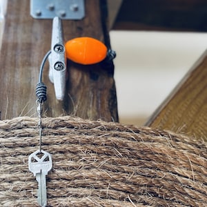 Floating Boat Keychain: Orange Float, Stainless Steel Snap