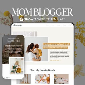 Puede incluir: Una plantilla de sitio web para blogueras mamás, con un fondo gris claro y un texto blanco superpuesto que dice "Mom Blogger Showit Website Template". La plantilla de sitio web está diseñada con una estética minimalista y presenta un fondo gris claro con texto blanco. La plantilla de sitio web está diseñada para ser fácil de usar y personalizar, e incluye una variedad de funciones que son perfectas para las blogueras mamás.