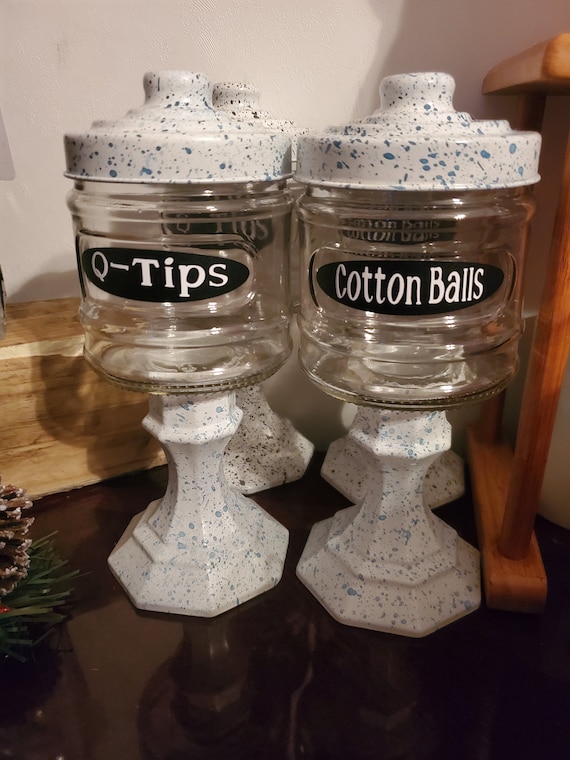 Bathroom Decor/Qtip/ Cotton Ball Holder Etsy