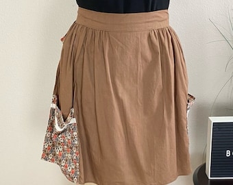 HANDMADE | Vintage Brown Pocket Skirt Apron O/S