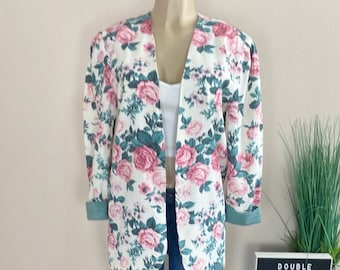 S.L. FASHIONS | Vintage 1980s Floral Open Front Blazer Sz 12