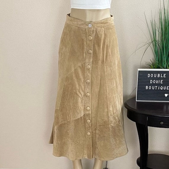 APART | Vintage Tan Suede Maxi Skirt Sz 10