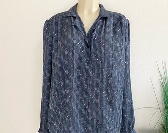 NWT. SOPHISTICATES | Vintage Black And Silver Button Up Blouse Sz 40