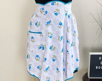 HANDMADE | Vintage Lavender And Blue Floral Skirt Apron O/S