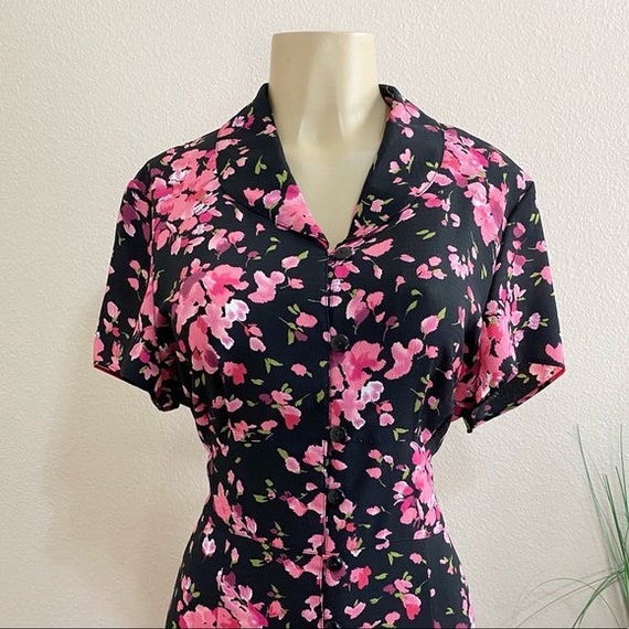 MISS DORBY | Vintage Pink Floral Button Up Dress … - image 5