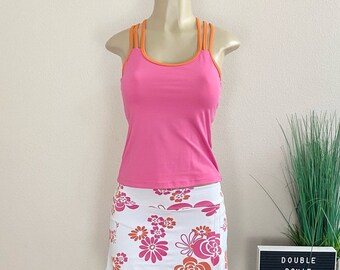 JERDOG | Vintage Pink And White Floral Tennis Skort Set Sz S/XS