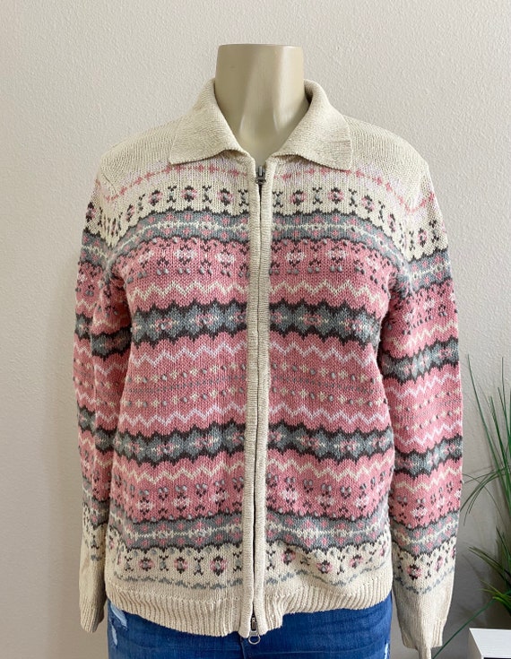 B.MOSS | Vintage Collared Zip Up Cardigan Sz M - image 7