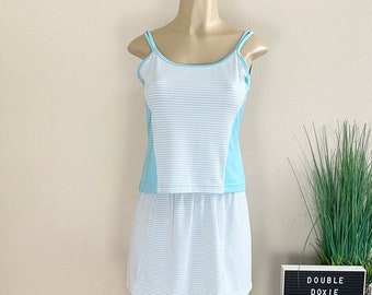 LILY'S | Vintage Blue And White Checked Tennis Skirt Set Sz S/M