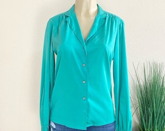 IRKA | Vintage Aqua Button Up Blouse Sz 10