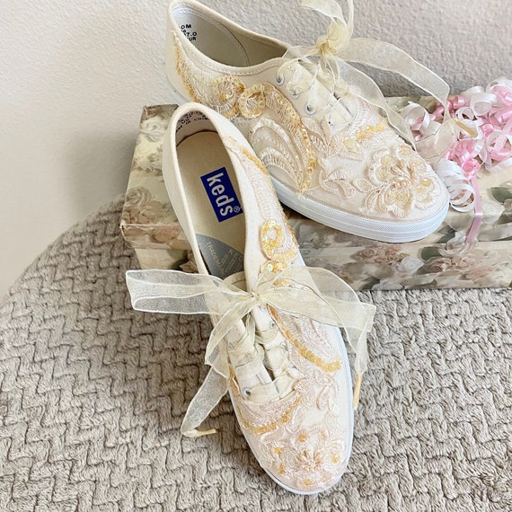 KEDS Custom Made Sequin Bridal Sneakers Sz 6.5 Etsy