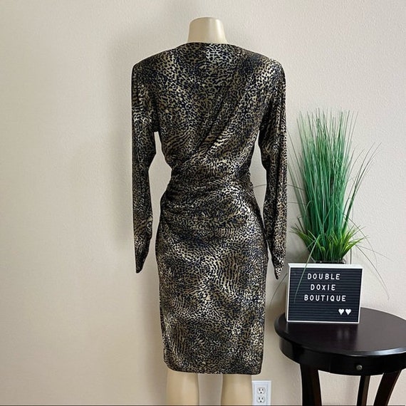 UNBRANDED | Vintage Cheetah Print Wrap Dress Sz 9… - image 4