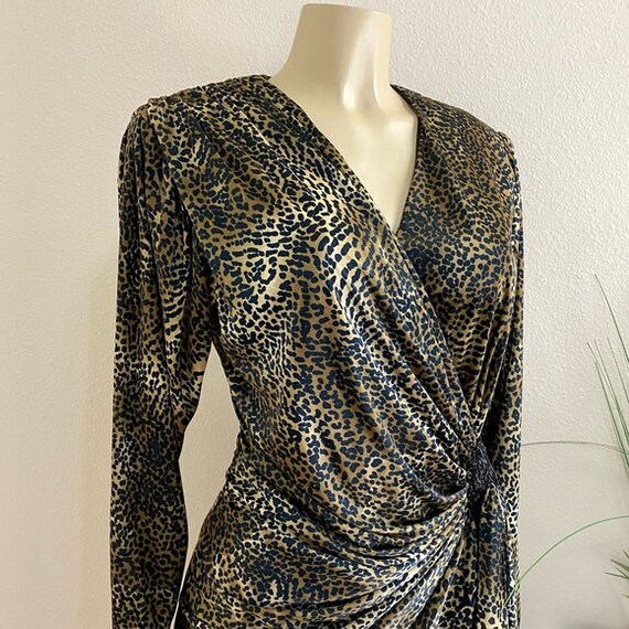 UNBRANDED | Vintage Cheetah Print Wrap Dress Sz 9… - image 5