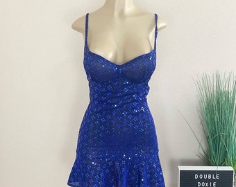 SEX SYMBOL | Vintage Blue Sequin Teddy Sz S